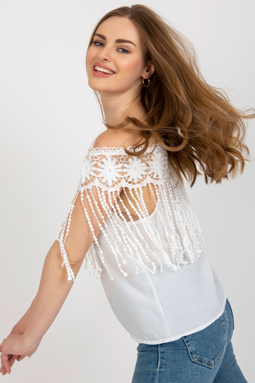 Valge naiste hispaania narmastega pluus