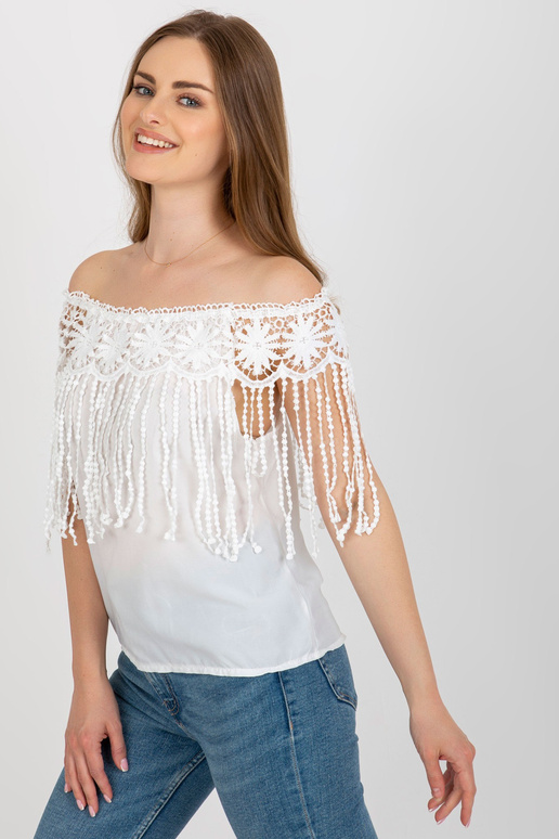 Valge naiste hispaania narmastega pluus