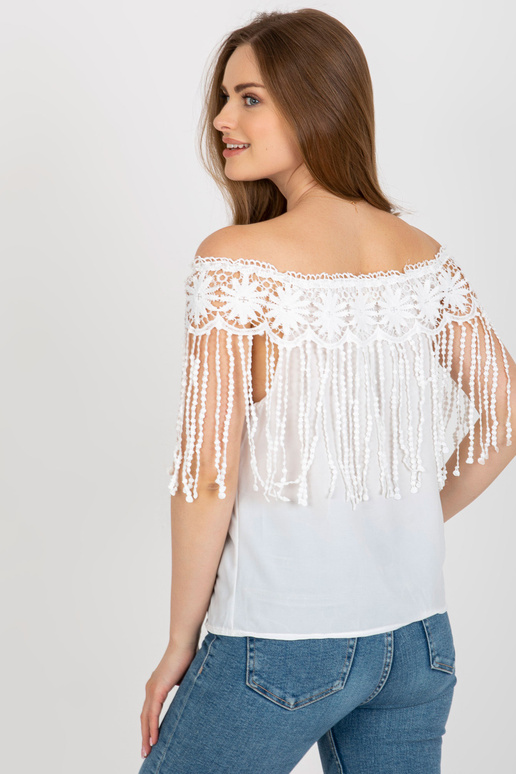 Valge naiste hispaania narmastega pluus