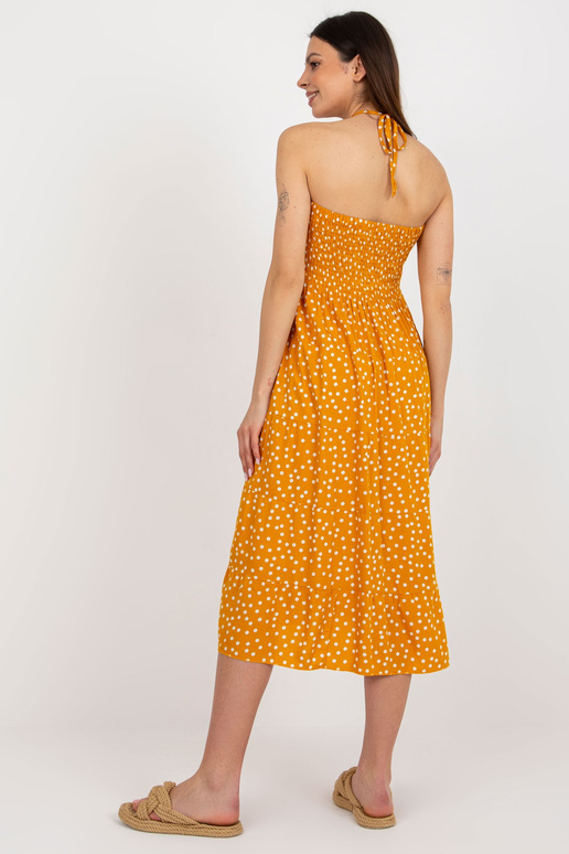 Kollane täpiline kaelalipsuga suvekleit Kollane täpiline kaelalipsuga suvekleit