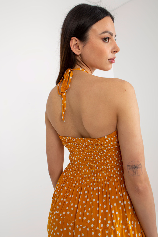 Kollane täpiline kaelalipsuga suvekleit Kollane täpiline kaelalipsuga suvekleit