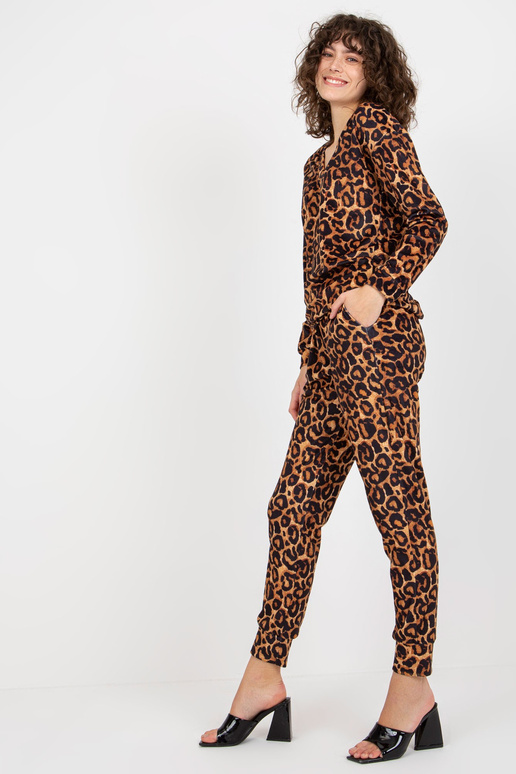 Tumebeeži ja musta värvi naiste leopardveluuri komplekt