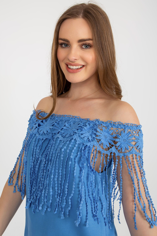 Sinine suvine hispaania narmastega pluus