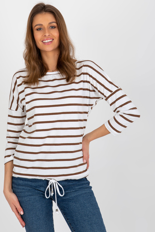 Ekrupruun triibuline nööriga pluus...