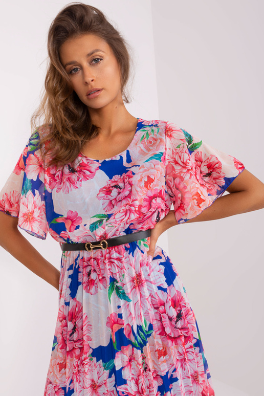 Tumesinine-roosa lilleline midikleit