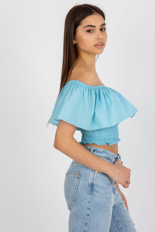 Helesinine lühike volangidega...