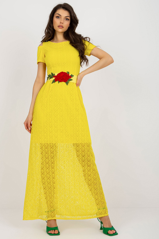 Kollane õlgadeta Maxi õhtukleit Kollane õlgadeta Maxi õhtukleit