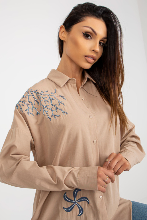 Beež Oversized lahtine kraega särk