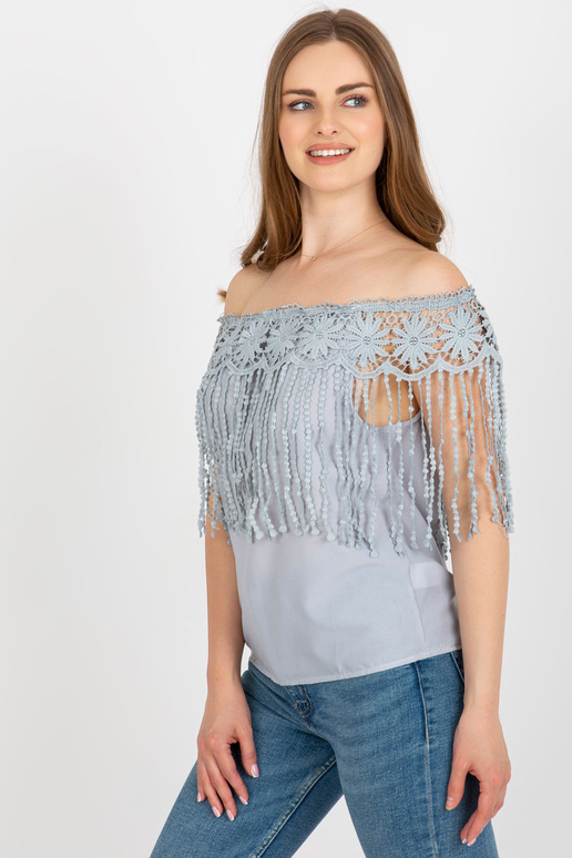 Hall naiste hispaania pluus pitsiga