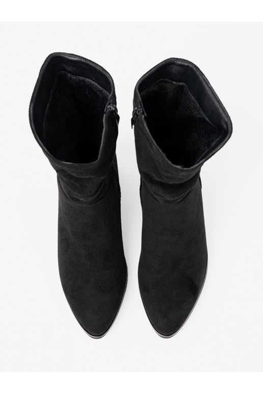 Naiste poolsaapad  Mustad z eleganckim marszczeniem