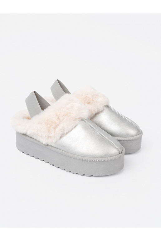 Hõbedat värvi Naiste lumesaapad karusnahaga i platformą