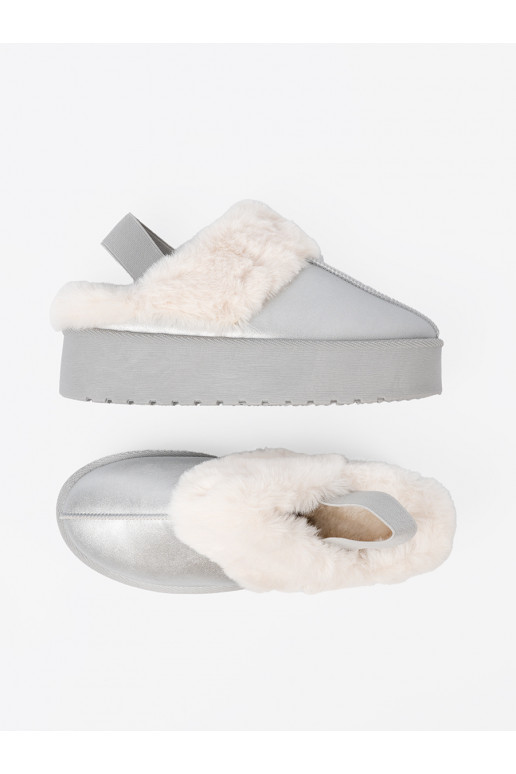 Hõbedat värvi Naiste lumesaapad karusnahaga i platformą