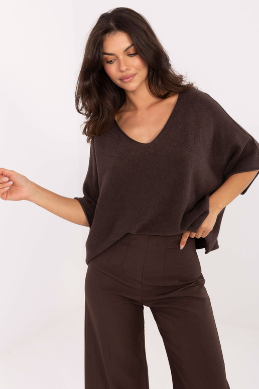 Tumedat pruun kampsun