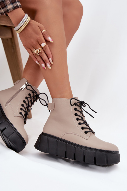   voodriga Naiste poolsaapad platvormiga Vinceza 66803 beeži värvi