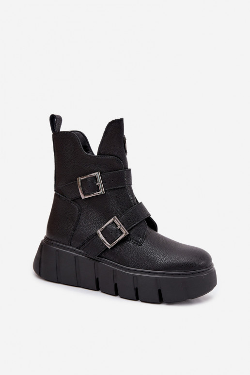   voodriga Naiste poolsaapad platvormiga neetide ja pandlaga Vinceza 66842 Must