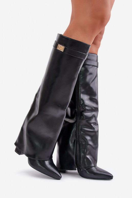 naiste pika säärega saapad Eko   Z Wywiniętą Cholewką kõrge jämeda kontsaga Must Avamora naiste pika säärega saapad Eko   Z Wywiniętą Cholewką kõrge jämeda kontsaga Must Avamora