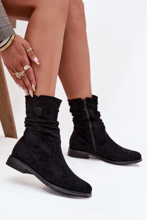 voodriga Naiste poolsaapad kortsus tallaga laiade nööridega Must Krisia