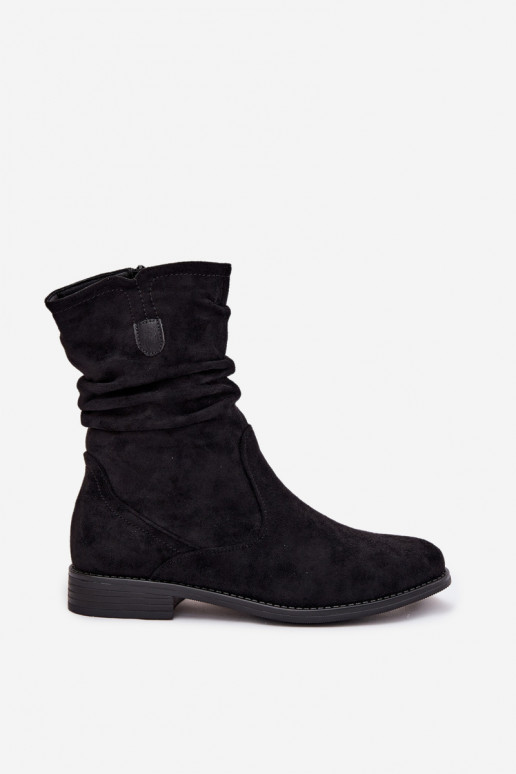 voodriga Naiste poolsaapad kortsus tallaga laiade nööridega Must Krisia