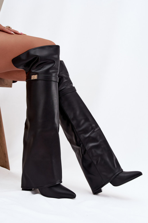 voodriga pika säärega saapad Z Wywiniętą Cholewką  Obcas Słupek Must Serelle