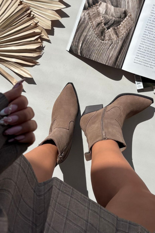 Naine sametised cowboy-stiilis kingad kontsaga, soojustatud, khaki Dylira