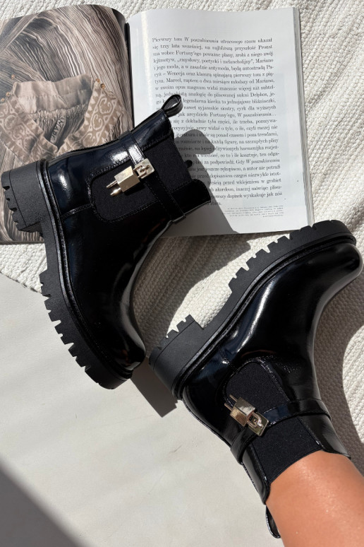 Laque stiilsed saapad voodriga Ze Kuldset värvim Detalem msuud Talyra