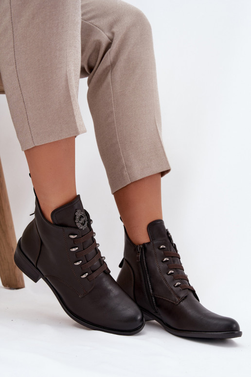  Naiste poolsaapad voodriga  kaunistustega pruunid värvi Nevalia