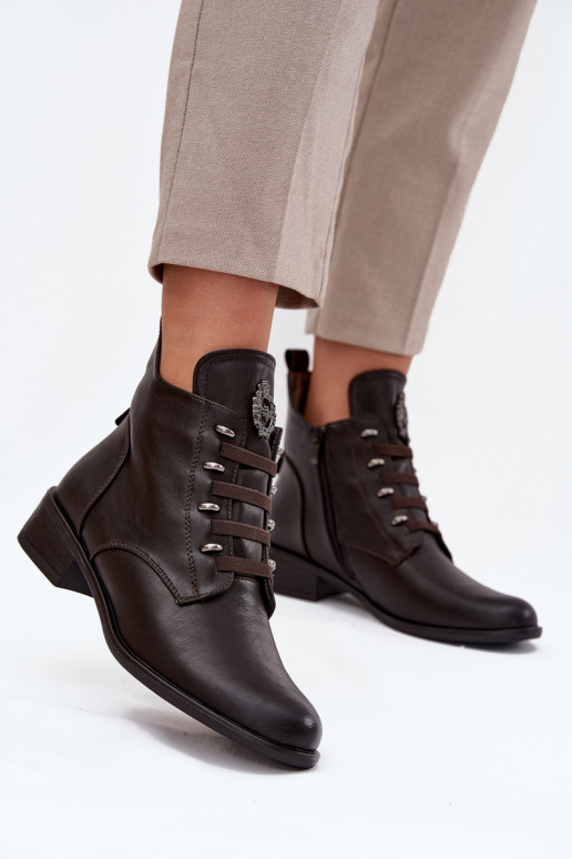  Naiste poolsaapad voodriga  kaunistustega pruunid värvi Nevalia