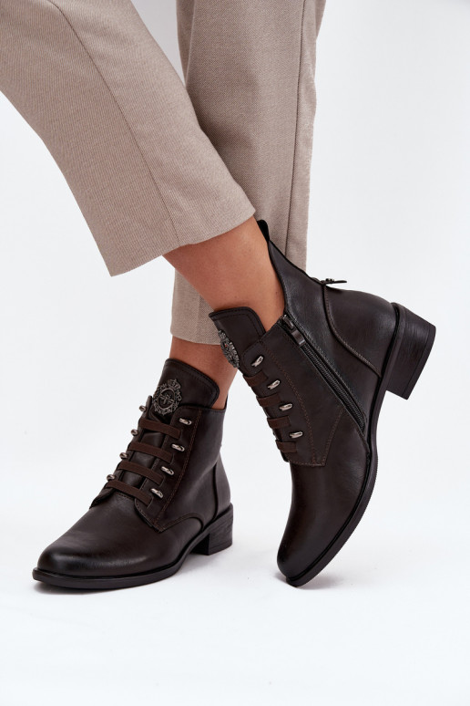  Naiste poolsaapad voodriga  kaunistustega pruunid värvi Nevalia