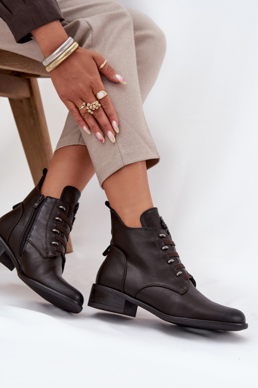  Naiste poolsaapad voodriga  kaunistustega pruunid värvi Nevalia