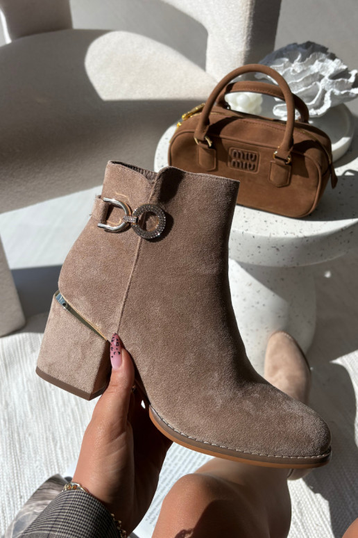 voodriga Pealiste poolsaapad Ze Kuldset värvimi Detalami kõrge jämeda kontsaga beeži värvi Dorisse