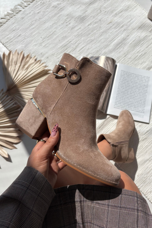 voodriga Pealiste poolsaapad Ze Kuldset värvimi Detalami kõrge jämeda kontsaga beeži värvi Dorisse