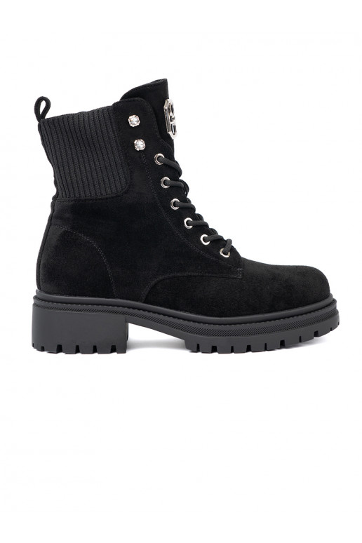 Elegantsed Mustad saapad z błyszczącymi kryształkami