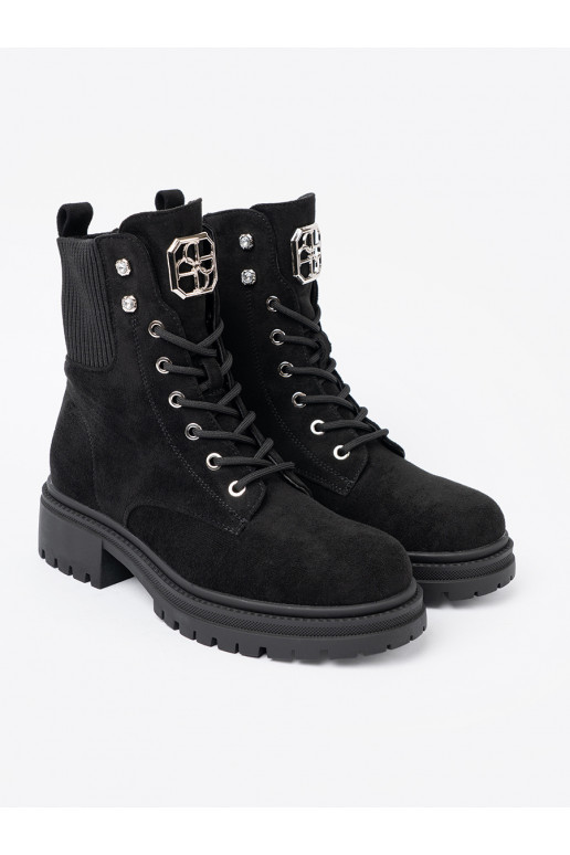 Elegantsed Mustad saapad z błyszczącymi kryształkami