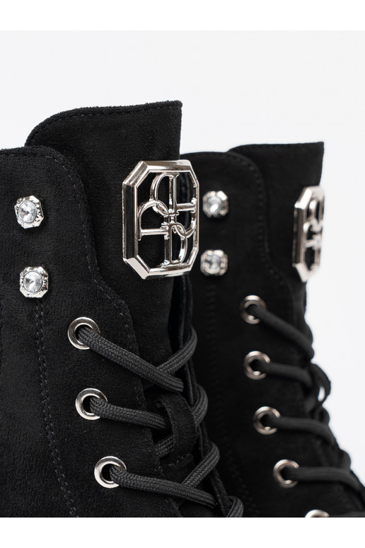 Elegantsed Mustad saapad z błyszczącymi kryształkami
