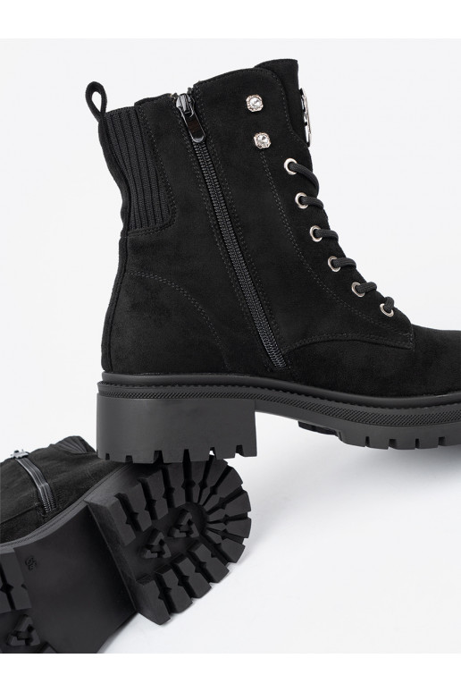 Elegantsed Mustad saapad z błyszczącymi kryształkami