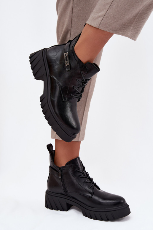  voodriga Naiste poolsaapad  dekoreeritud kontsaga Must Therisse