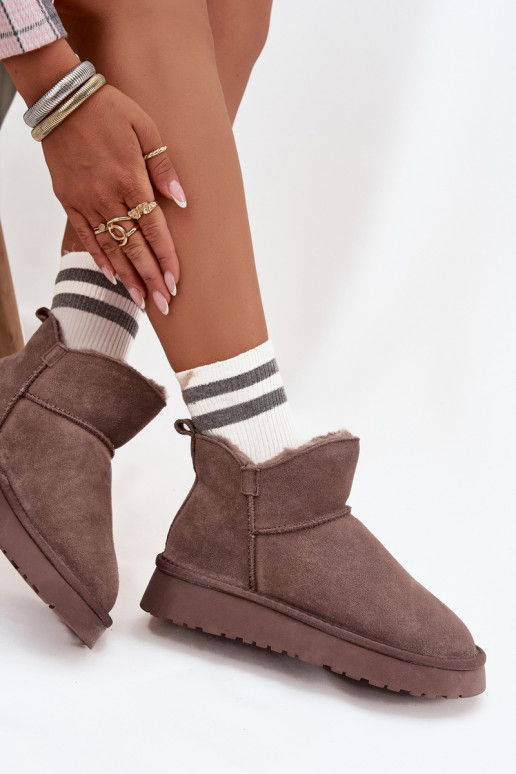 nööpidega lumesaapad Z Naturalnego Zamszu voodriga karusnahaga Vinceza 97961 pruunid värvi