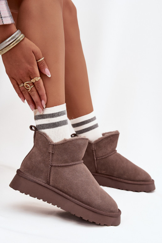 nööpidega lumesaapad Z Naturalnego Zamszu voodriga karusnahaga Vinceza 97961 pruunid värvi