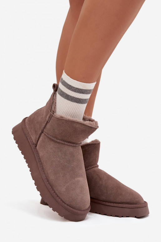 nööpidega lumesaapad Z Naturalnego Zamszu voodriga karusnahaga Vinceza 97961 pruunid värvi