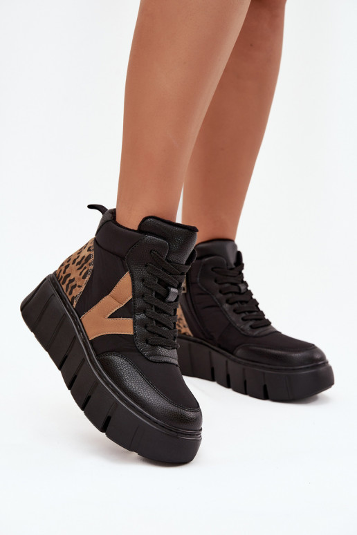 naiste saapad  platvormiga voodriga Vinceza 66838 Must