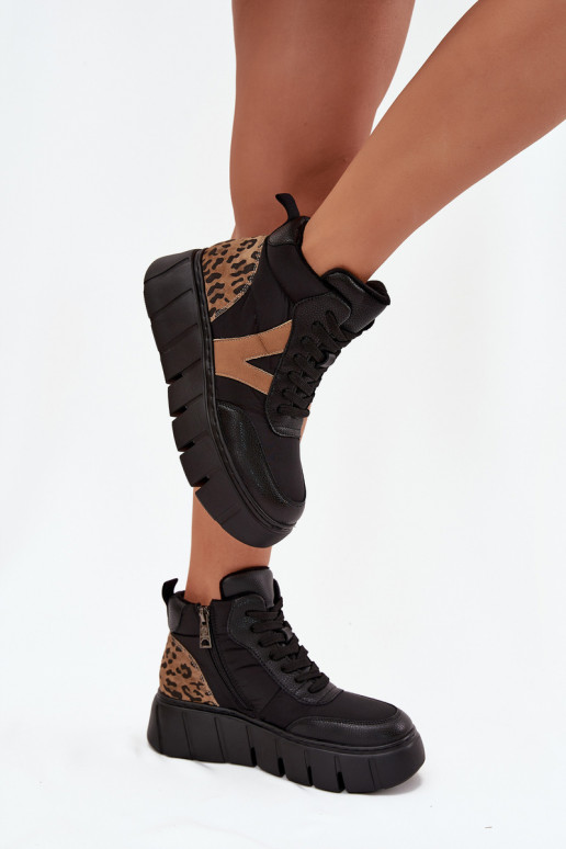 naiste saapad  platvormiga voodriga Vinceza 66838 Must