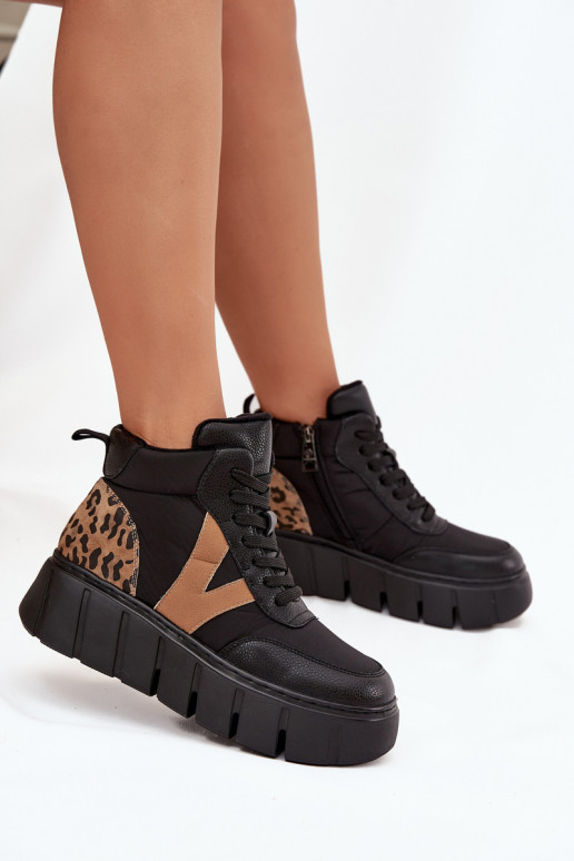 naiste saapad  platvormiga voodriga Vinceza 66838 Must