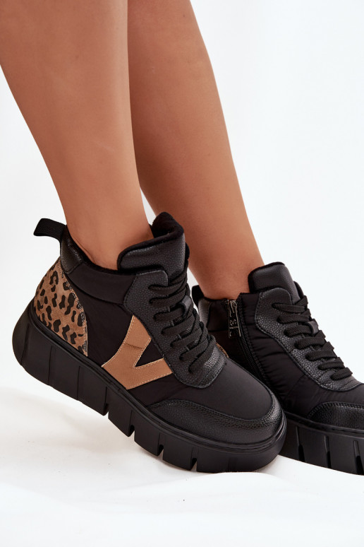 naiste saapad  platvormiga voodriga Vinceza 66838 Must