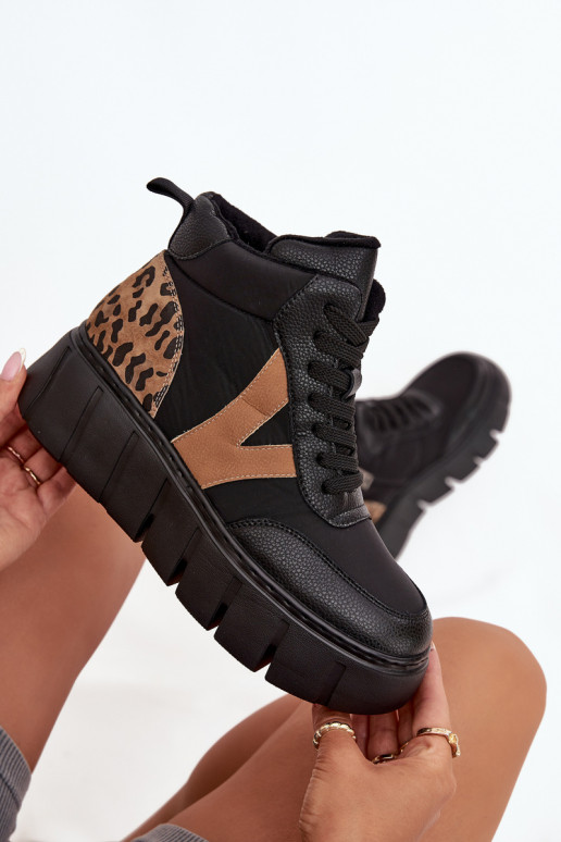 naiste saapad  platvormiga voodriga Vinceza 66838 Must