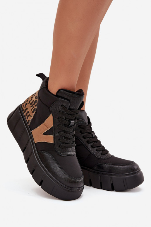 naiste saapad  platvormiga voodriga Vinceza 66838 Must