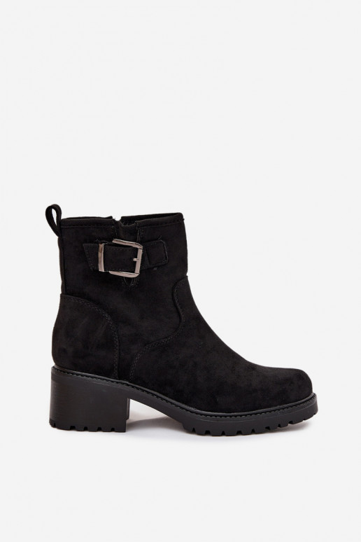 voodriga Naiste poolsaapad  Klocku neetide ja pandlaga Must Helvina