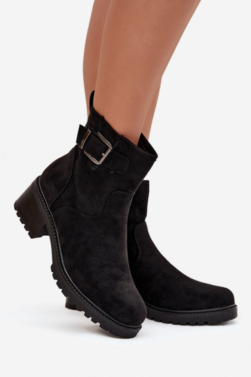 voodriga Naiste poolsaapad  Klocku neetide ja pandlaga Must Helvina