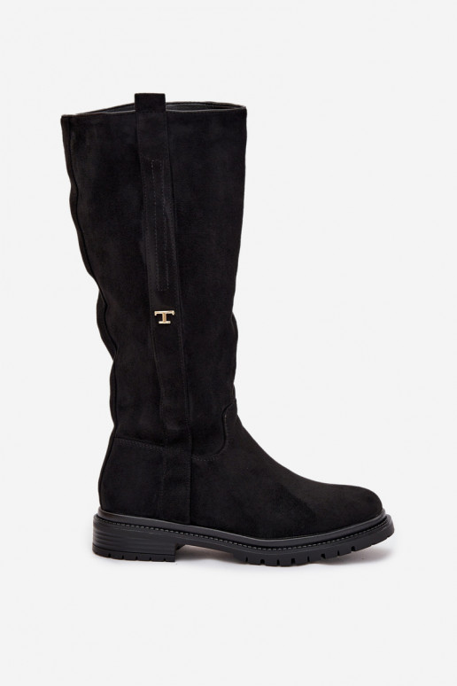 Naiste pika säärega saapad Na płaskim Obcasie owe Must Delyssa