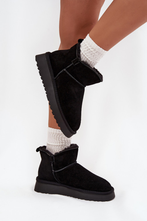 nööpidega lumesaapad Z Naturalnego Zamszu voodriga karusnahaga Vinceza 97961 Must