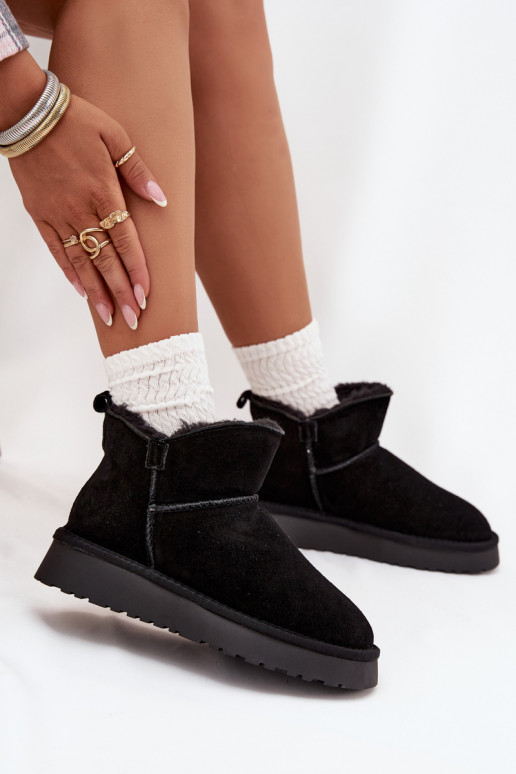 nööpidega lumesaapad Z Naturalnego Zamszu voodriga karusnahaga Vinceza 97961 Must